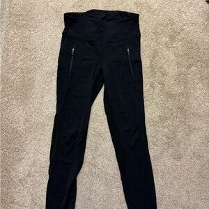 Lululemon Black Leggings with front zipper & back calf mesh
